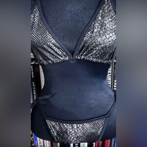 Black and Silver Snakeskin Bikini
